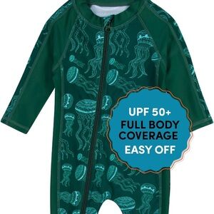 Green Jellyfish Print Baby Swimsuit, Like New